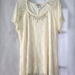 NWOT Lace and Stud Shirt